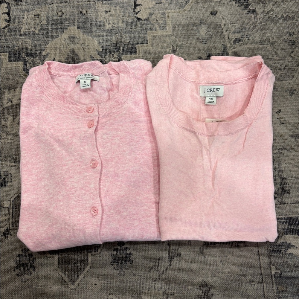 NWT J.Crew Factory Cotton Cardigan & shell set”Lightweight Classic SZ S/XS